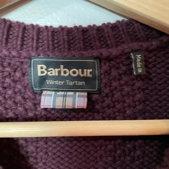 Barbour Etal Crew Sweater Wool & Cashmere Cable Knit Purple Women’s SZ 12 EUC - Picture 3 of 9
